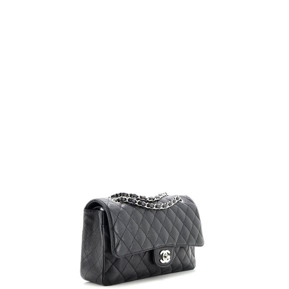 Chanel Classic Double Flap Bag Quilted Caviar Medium Black - Picture 3 of 8